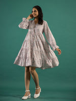 Floral Printed Cotton Dress for Women - SanskrutiHomes 