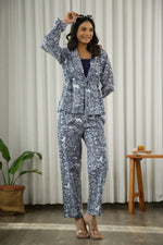 Navy blue & White Printed Co-ord Set - SanskrutiHomes 