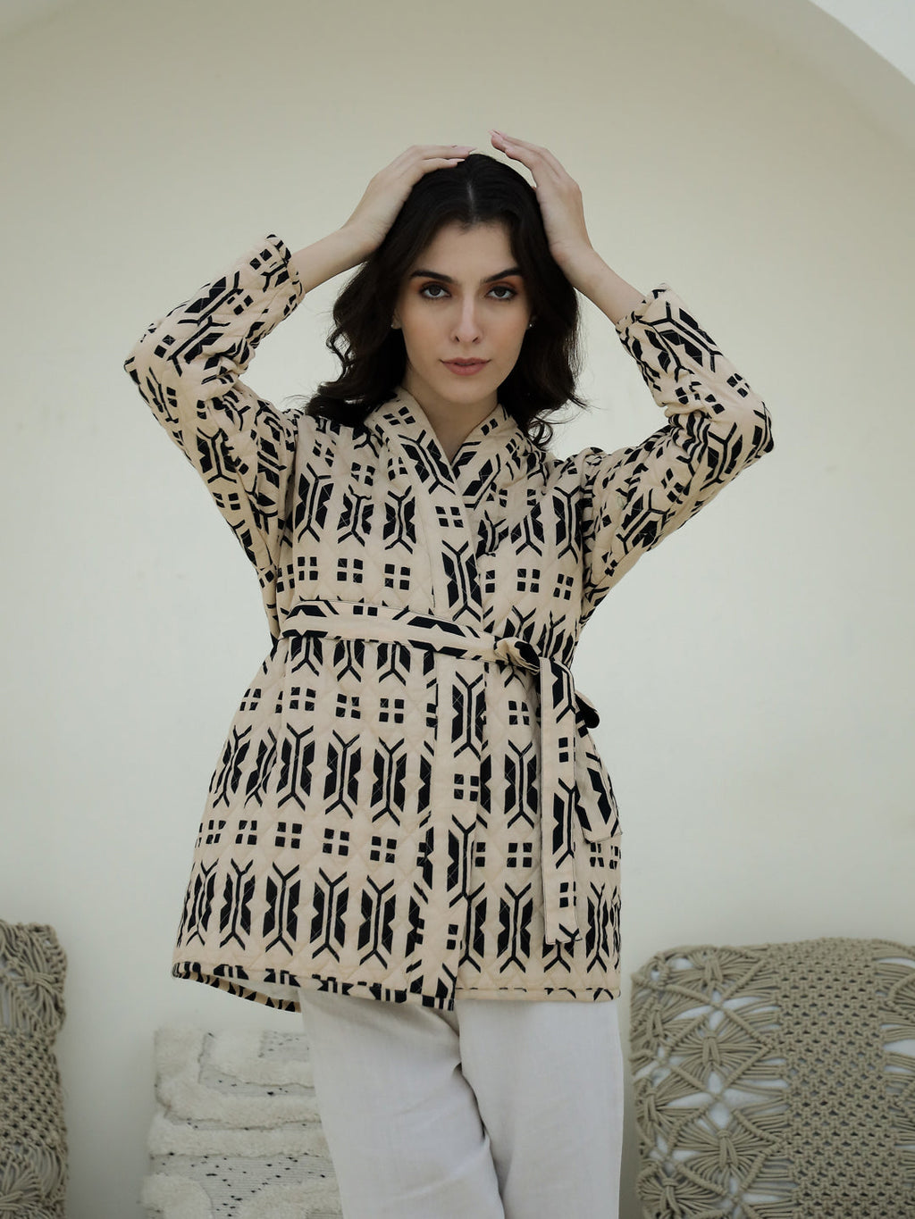 Navy blue & White Printed Co-ord Set - SanskrutiHomes 