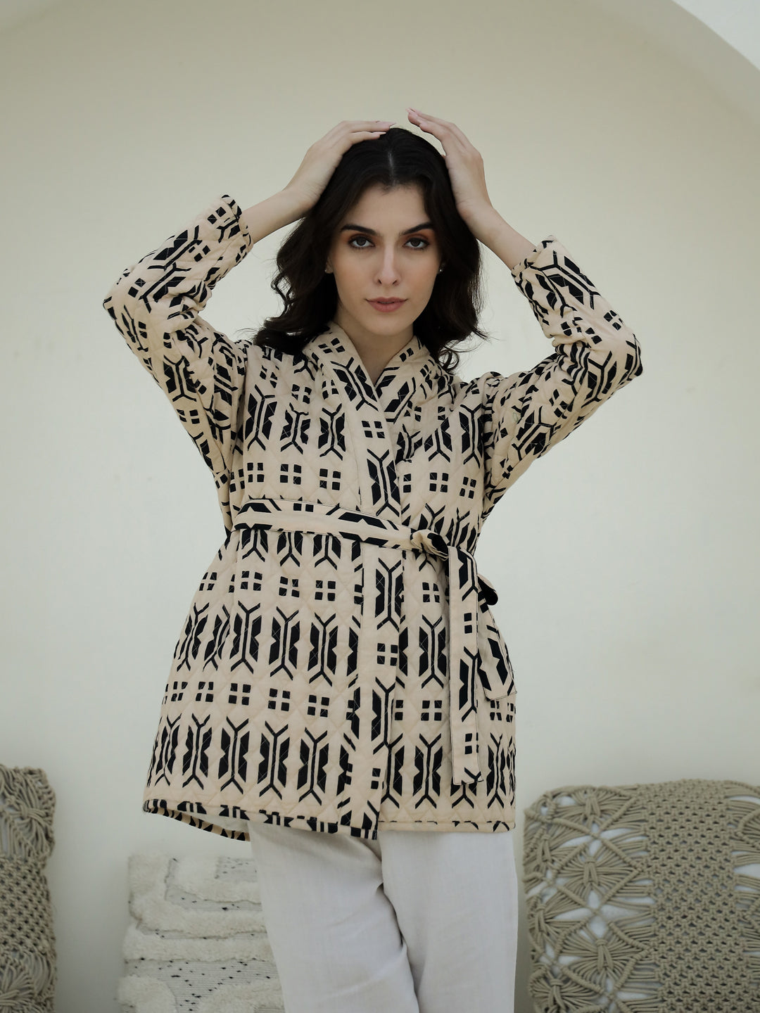 Navy blue & White Printed Co-ord Set - SanskrutiHomes 