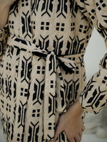 Cream Color Geometric Print Quilted Jacket - SanskrutiHomes 