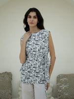 White Color Bird Printed Quilted Jacket for Women - SanskrutiHomes 