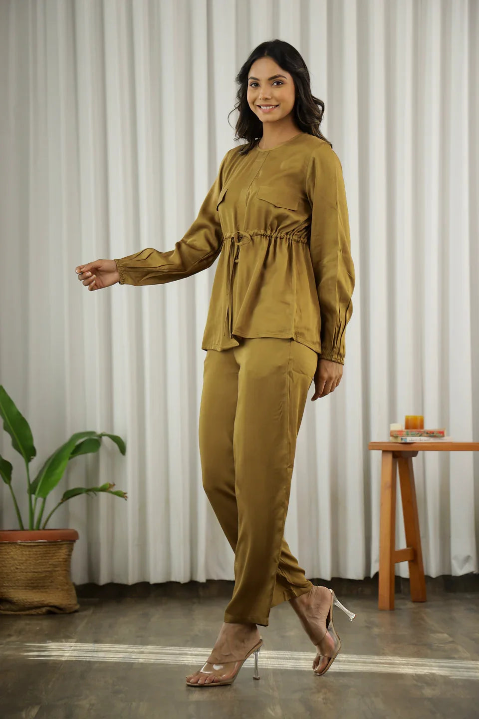 Olive Modal Co-ord Set - SanskrutiHomes 