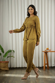 Olive Modal Co-ord Set - SanskrutiHomes 