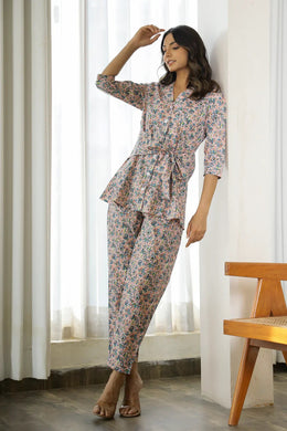 Pink Printed Cotton Co-ord Set - SanskrutiHomes 