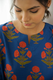 Blue Printed Cotton Loungewear Set - SanskrutiHomes 