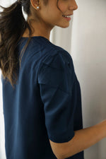 Navy Blue Rayon Night Suit - SanskrutiHomes 