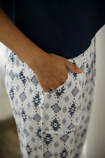 Navy Blue Rayon Night Suit - SanskrutiHomes 