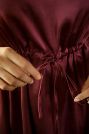 Wine Satin Kaftan Set - SanskrutiHomes 