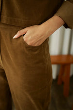 Brown Corduroy Co-ord Set - SanskrutiHomes 