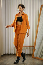 Orange Rust Corduroy Co-ord Set - SanskrutiHomes 