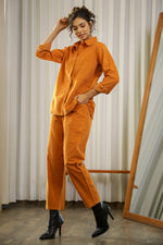 Orange Rust Corduroy Co-ord Set - SanskrutiHomes 