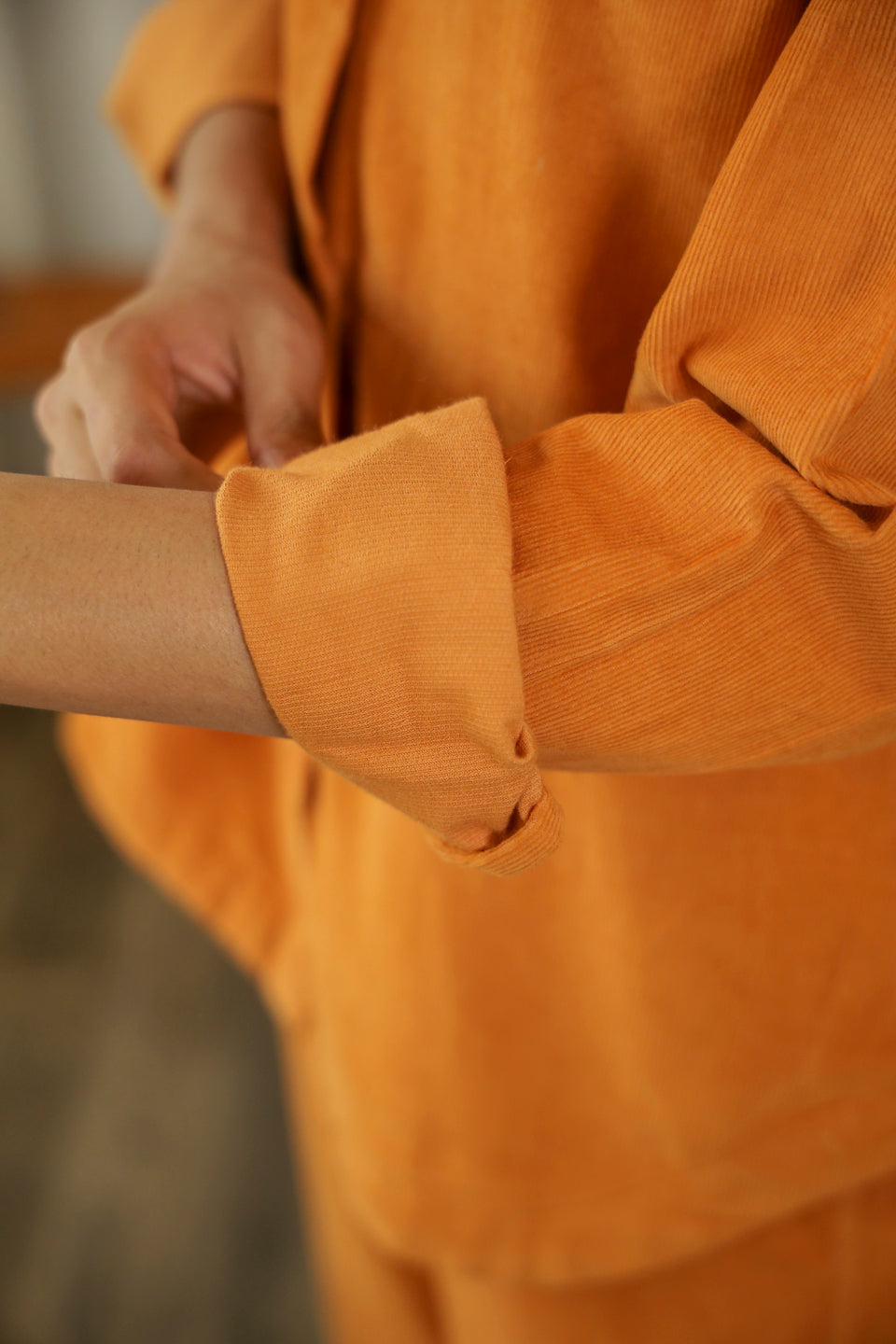 Orange Rust Corduroy Co-ord Set - SanskrutiHomes 