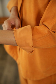 Orange Rust Corduroy Co-ord Set - SanskrutiHomes 