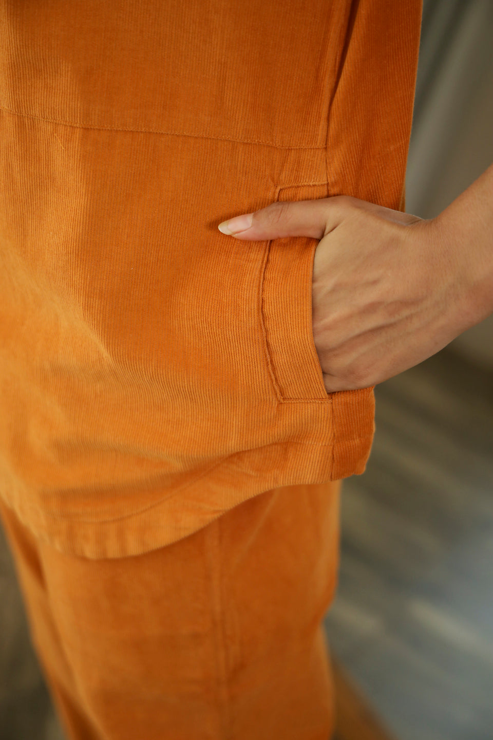 Orange Rust Corduroy Co-ord Set - SanskrutiHomes 