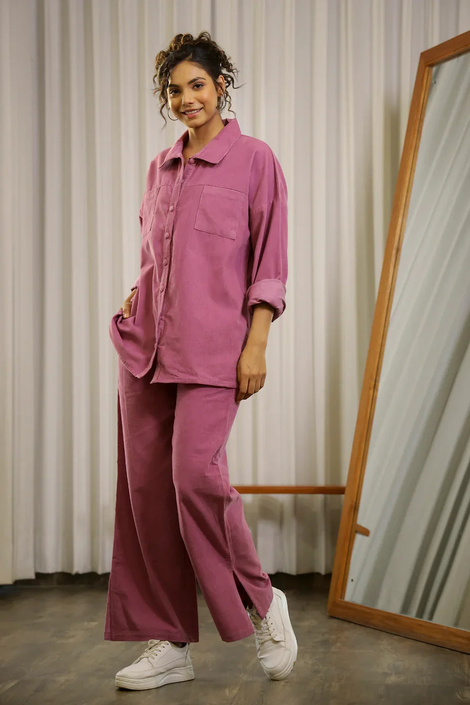 Orchid Corduroy Co-ord Set - SanskrutiHomes 