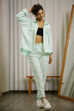 Sea Green Corduroy Co-ord Set - SanskrutiHomes 