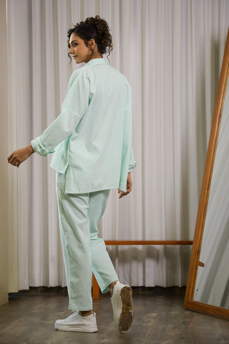 Sea Green Corduroy Co-ord Set - SanskrutiHomes 