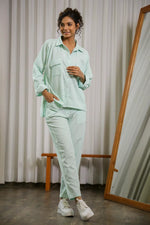 Sea Green Corduroy Co-ord Set - SanskrutiHomes 