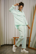 Sea Green Corduroy Co-ord Set - SanskrutiHomes 