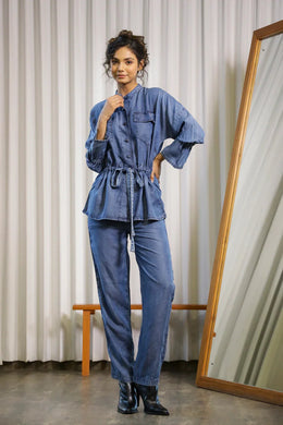 Dark Blue Denim Co-ord Set - SanskrutiHomes 