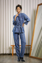 Dark Blue Denim Co-ord Set - SanskrutiHomes 