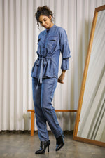 Dark Blue Denim Co-ord Set - SanskrutiHomes 