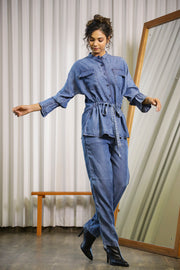 Dark Blue Denim Co-ord Set - SanskrutiHomes 