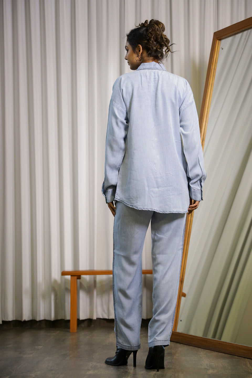 Light Blue Denim Co-ord Set - SanskrutiHomes 