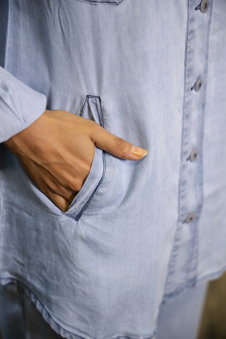 Light Blue Denim Co-ord Set - SanskrutiHomes 