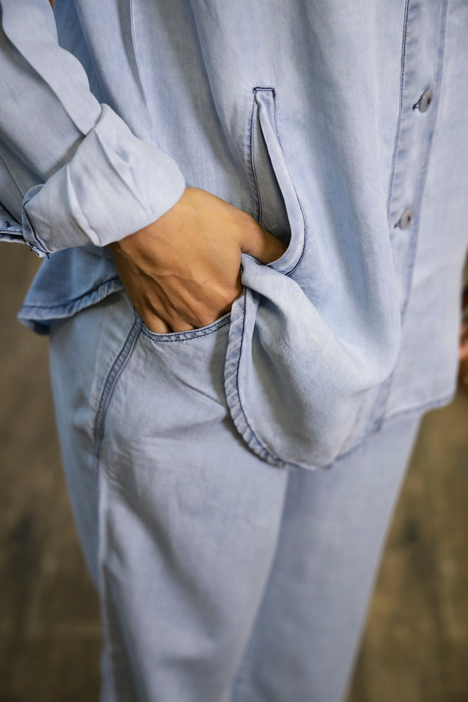 Light Blue Denim Co-ord Set - SanskrutiHomes 