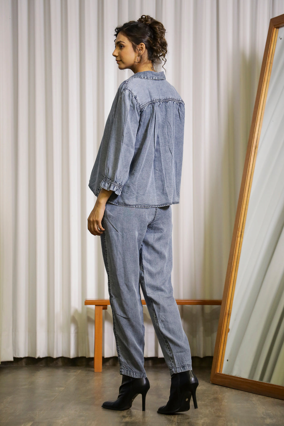 Dark Blue Denim Co-ord Set - SanskrutiHomes 