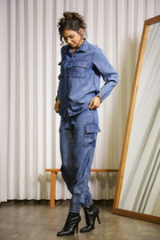 Dark Blue Cargo Denim Co-Ord Set
