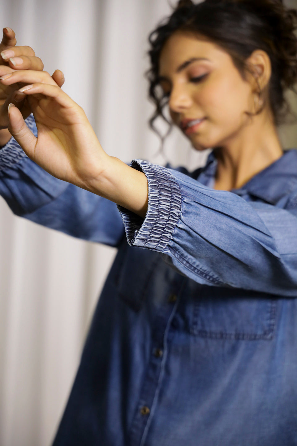 Dark Blue Cargo Denim Co-ord Set - SanskrutiHomes 