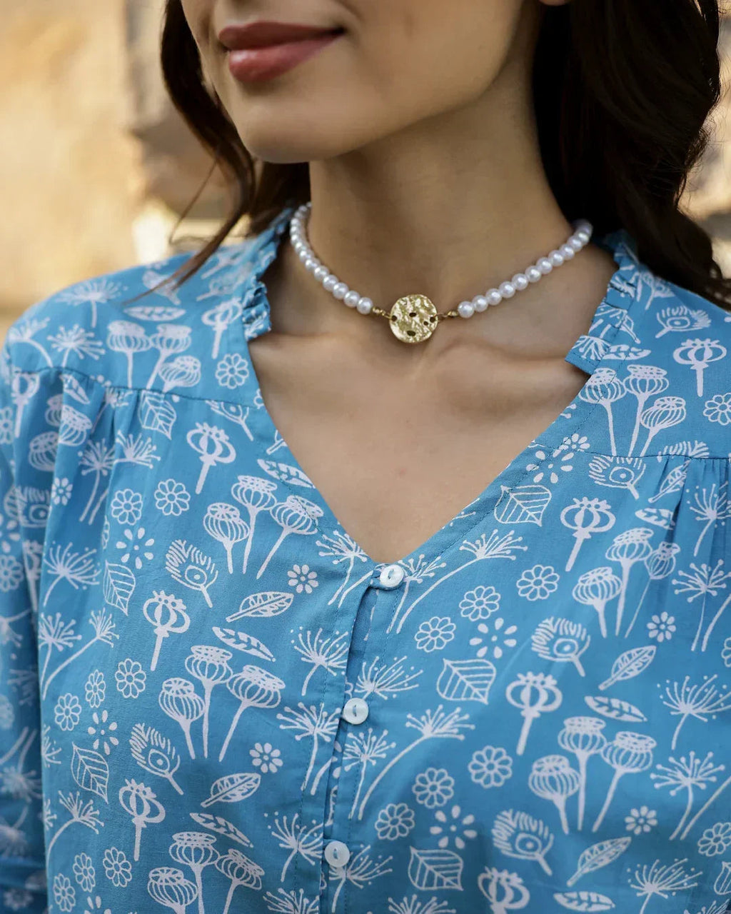 Blue Leaf Cotton Night SUIT - SanskrutiHomes 