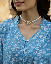 Blue Leaf Cotton Night SUIT - SanskrutiHomes 