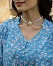 Blue Leaf Cotton Night SUIT - SanskrutiHomes 