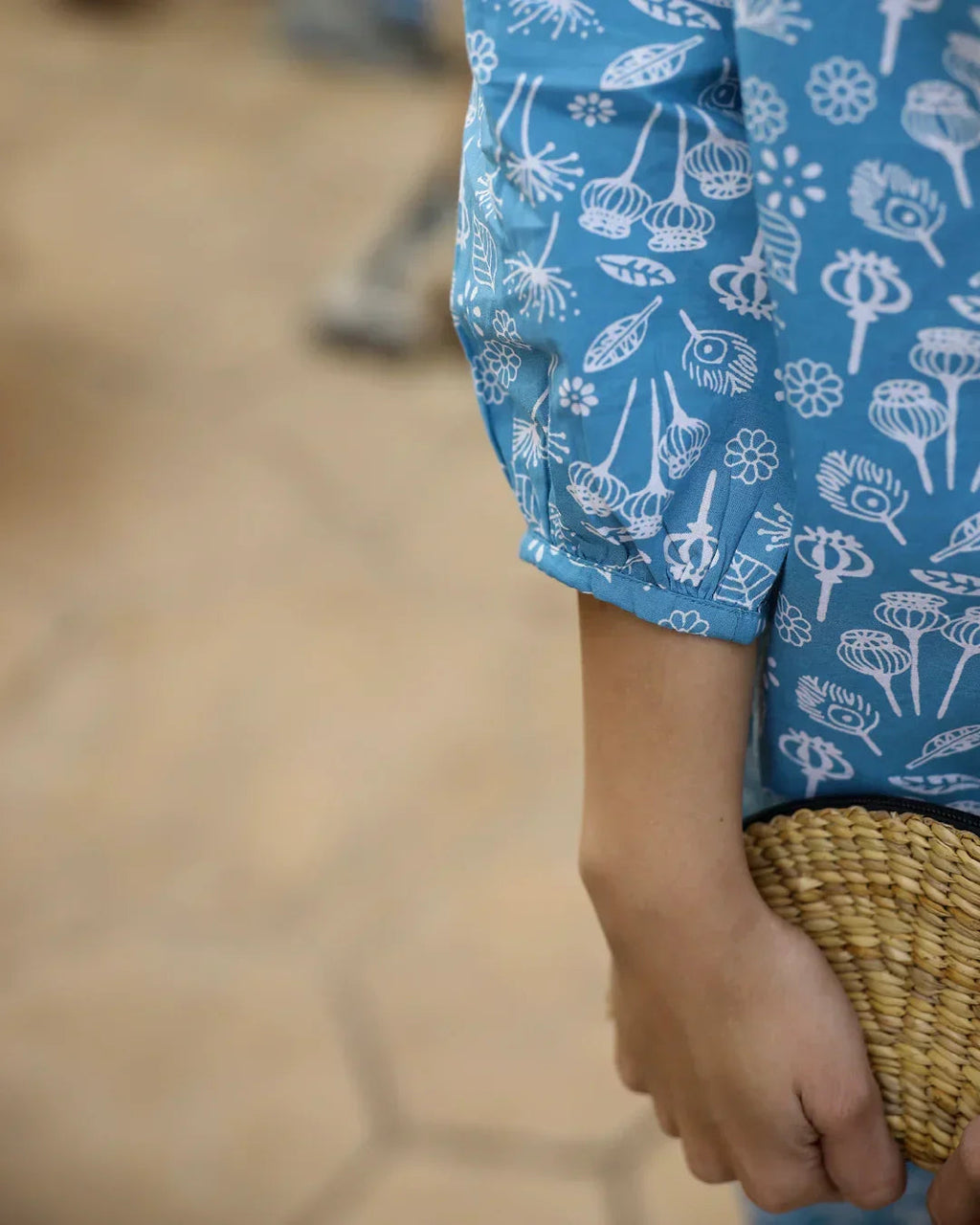 Blue Leaf Cotton Night SUIT - SanskrutiHomes 