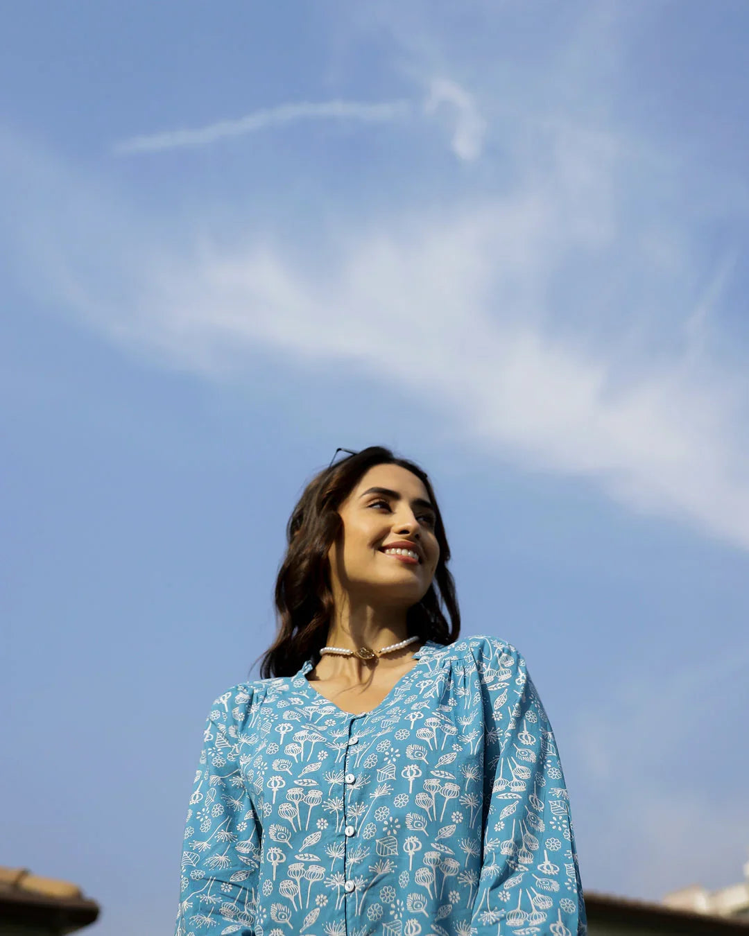 Blue Leaf Cotton Night SUIT - SanskrutiHomes 