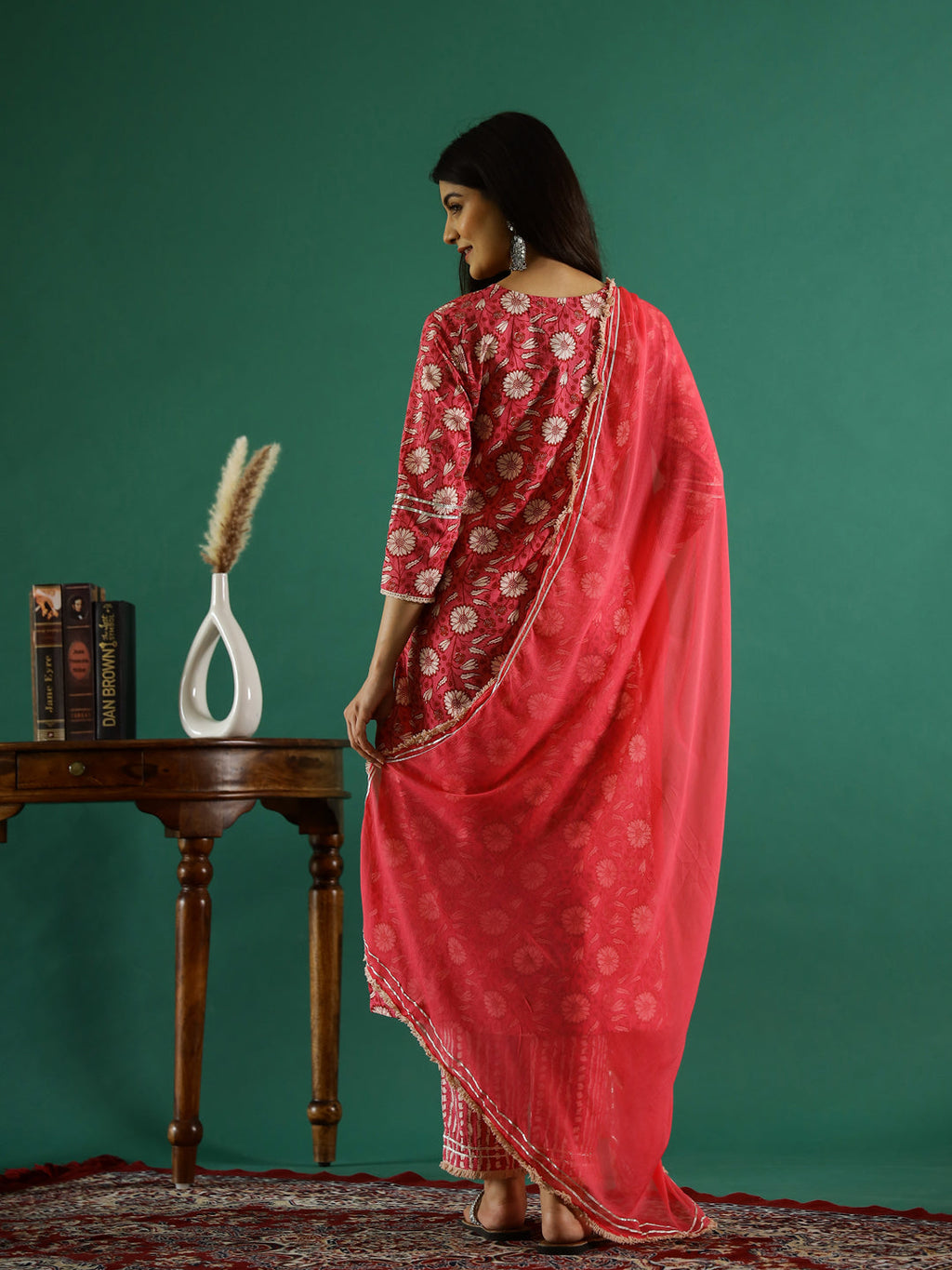 Floral Printed Pure Cotton Straight Kurta - SanskrutiHomes 