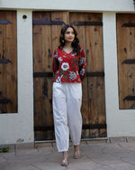 Maroon Pure Cotton co-ord set - SanskrutiHomes 