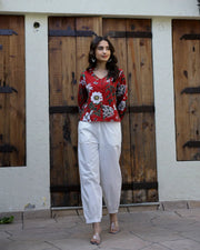 Maroon Pure Cotton co-ord set - SanskrutiHomes 