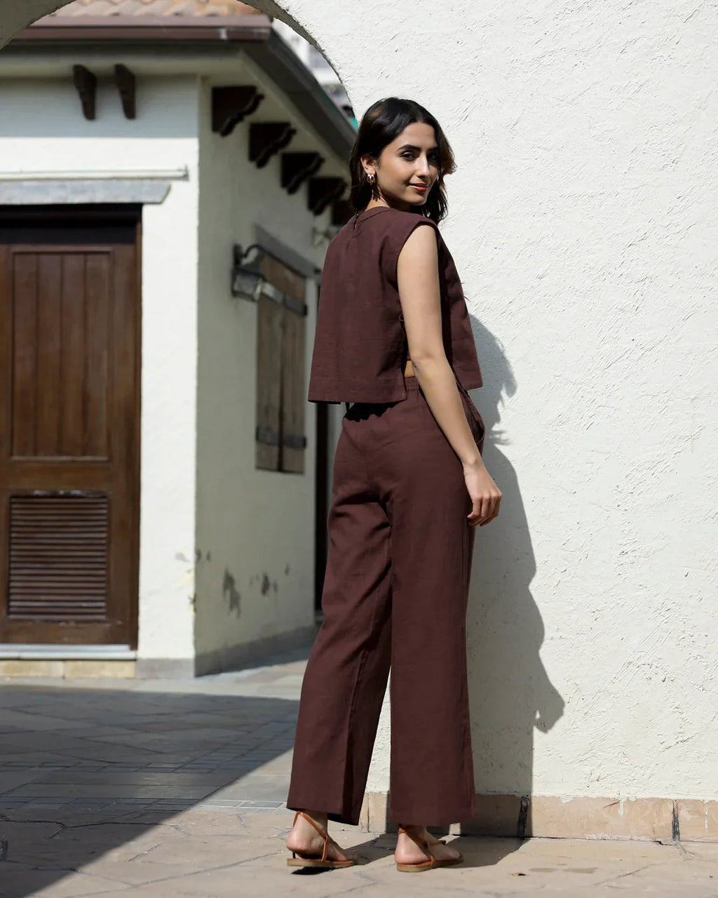 Women's Pure Cotton Brown Co-Ords - SanskrutiHomes 