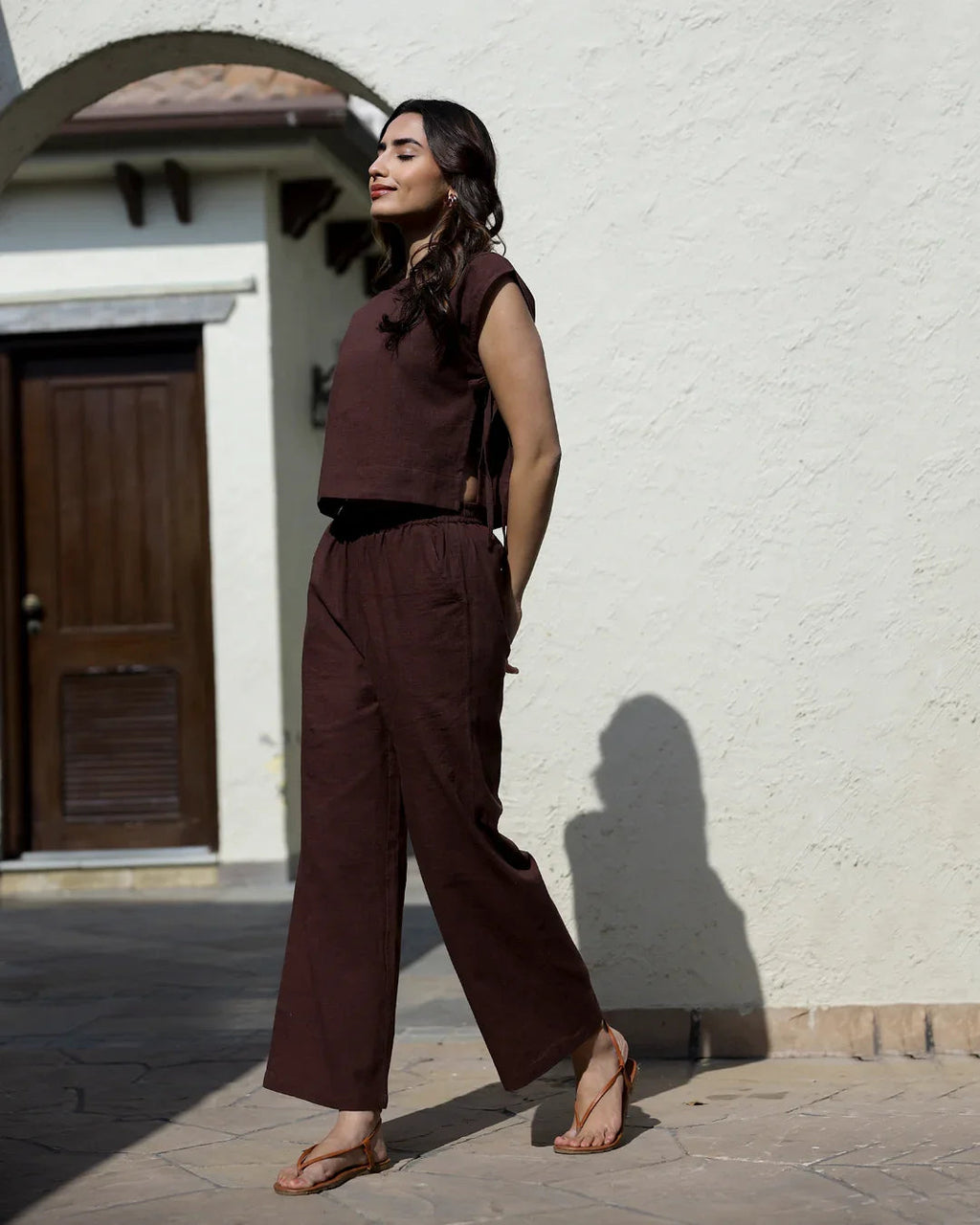 Women's Pure Cotton Brown Co-Ords - SanskrutiHomes 