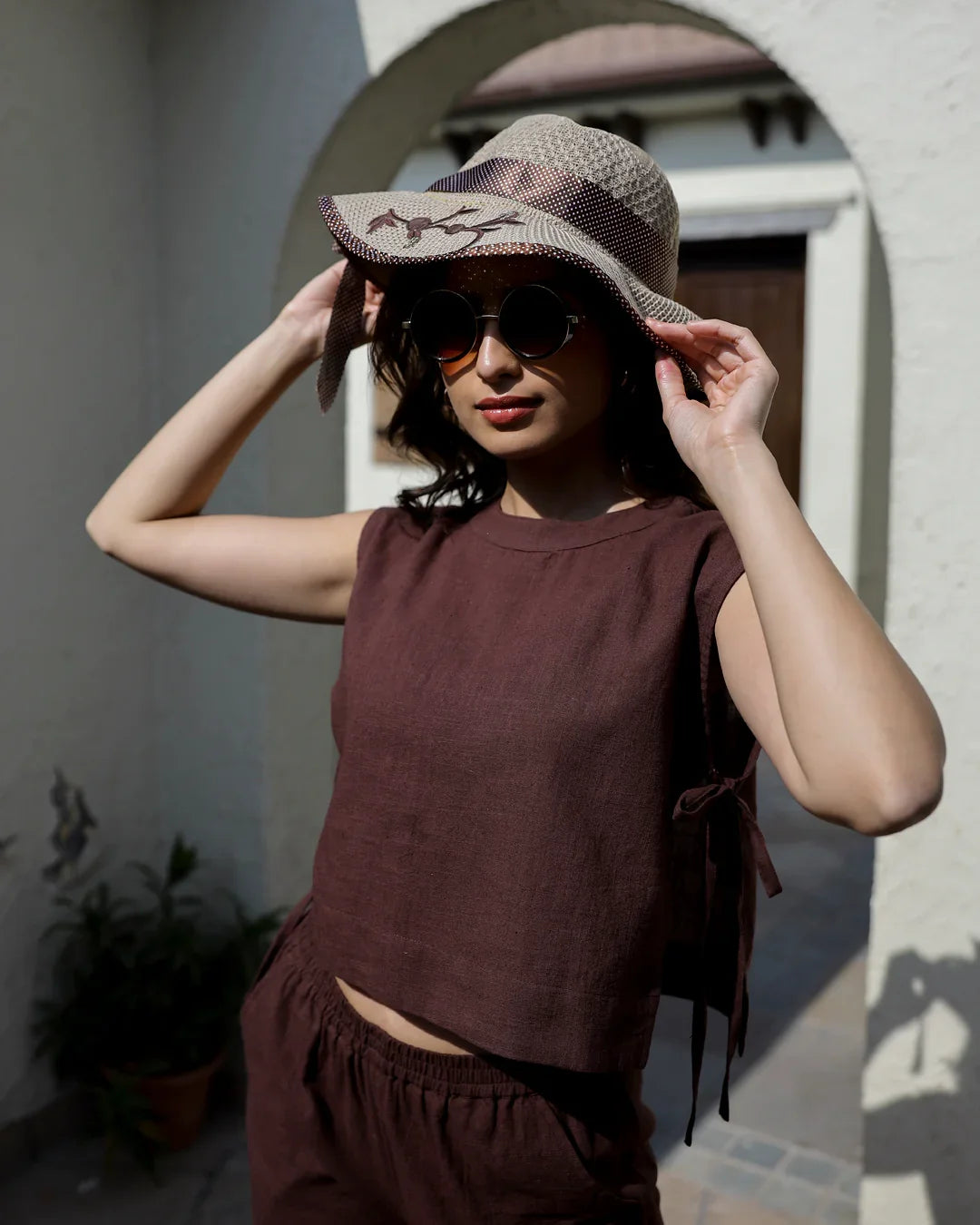 Women's Pure Cotton Brown Co-Ords - SanskrutiHomes 