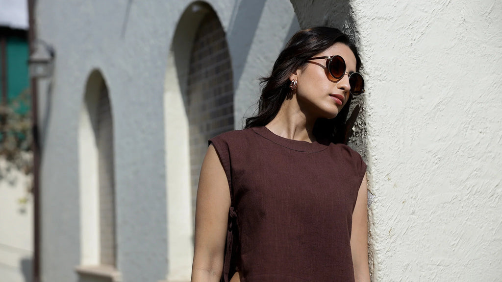 Women's Pure Cotton Brown Co-Ords - SanskrutiHomes 