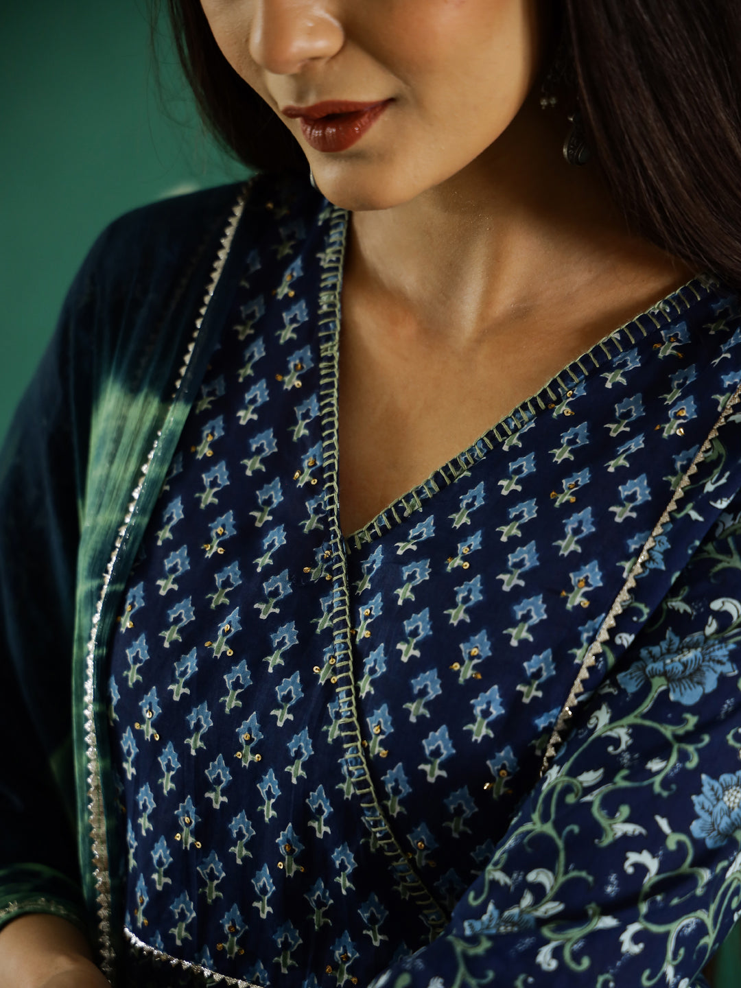 Green Designer Loungewear Set - SanskrutiHomes 