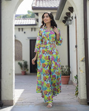 Green skirt co-ord set - SanskrutiHomes 