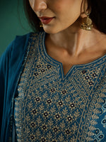 Women Pure Cotton kurta set with Chiffon Dupatta - SanskrutiHomes 