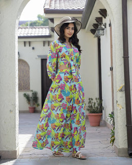 Green skirt co-ord set - SanskrutiHomes 